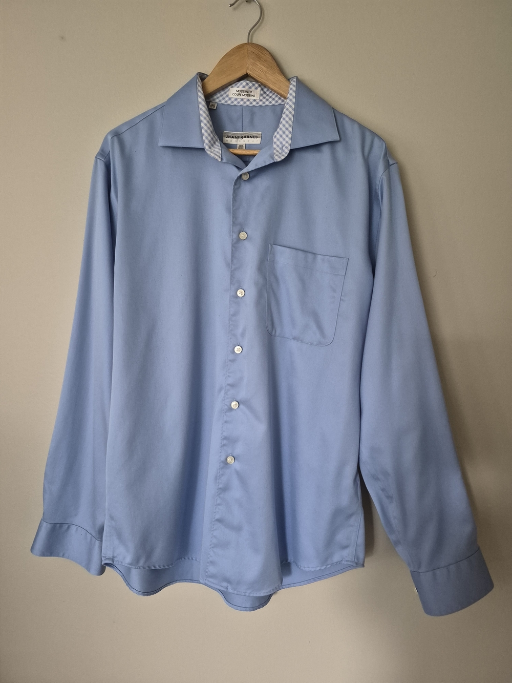 JHane Barnes Men’s Modern Fit Dress Shirt Blue 16.5 34/35 100% Cotton